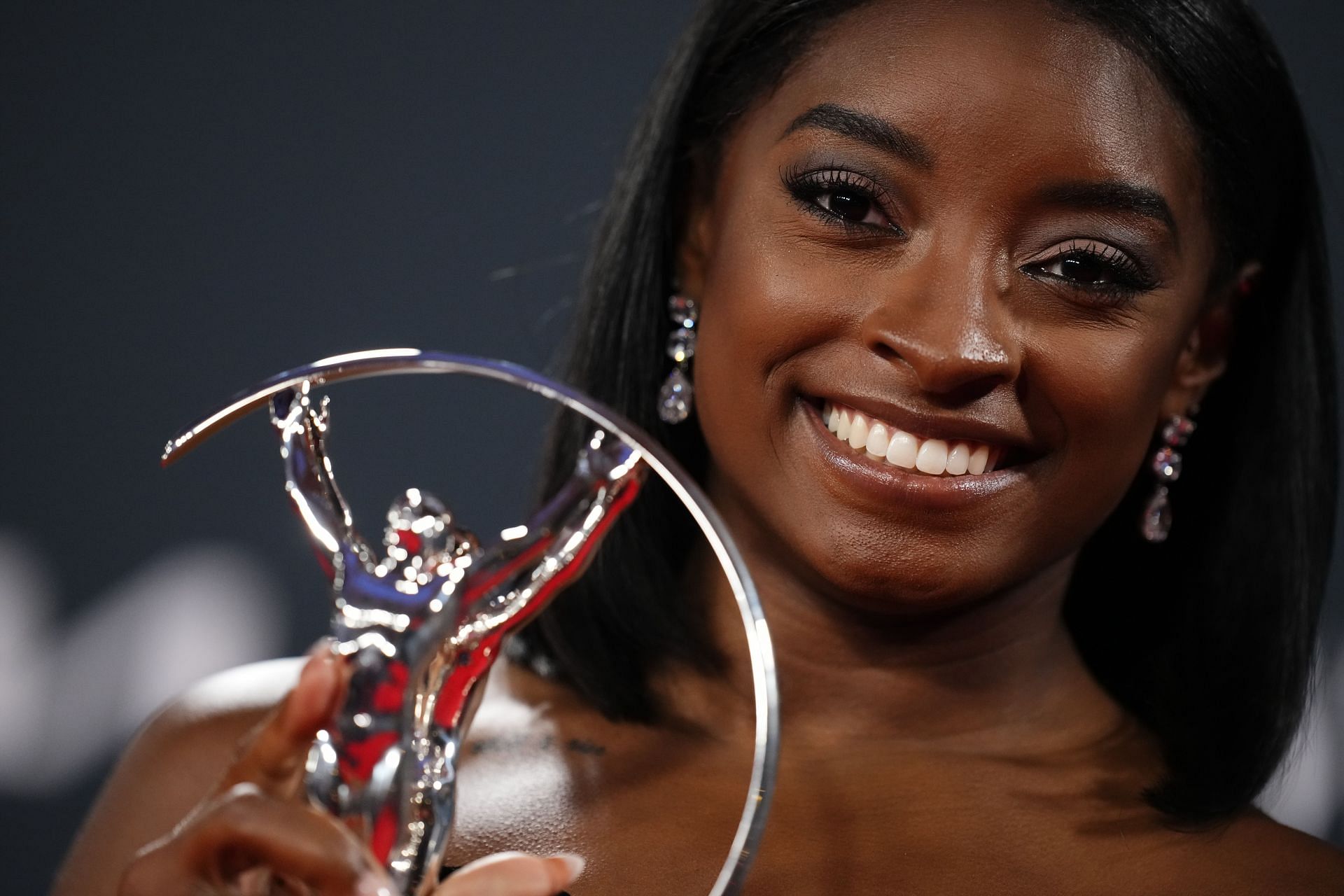 Simone Biles during the 2025 Laureus World Sport Awards winners walk in Madrid, Spain. (Photo via Getty Images)